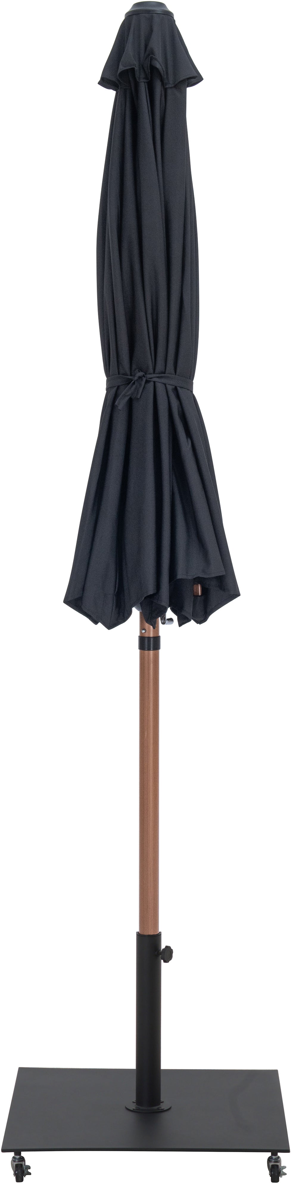 farrah black fabric / matte black aluminum patio umbrella with base sets