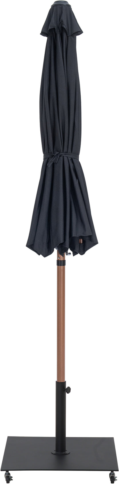 Farrah Black Fabric / Matte Black Aluminum Patio Umbrella with Base Sets