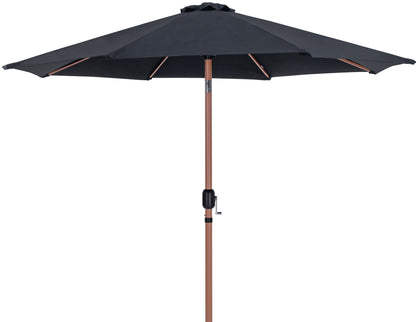 Farrah Black Fabric / Matte Black Aluminum Patio Umbrella with Base Sets