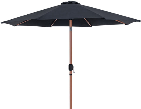 Farrah Black Fabric / Matte Black Aluminum Patio Umbrella with Base Sets