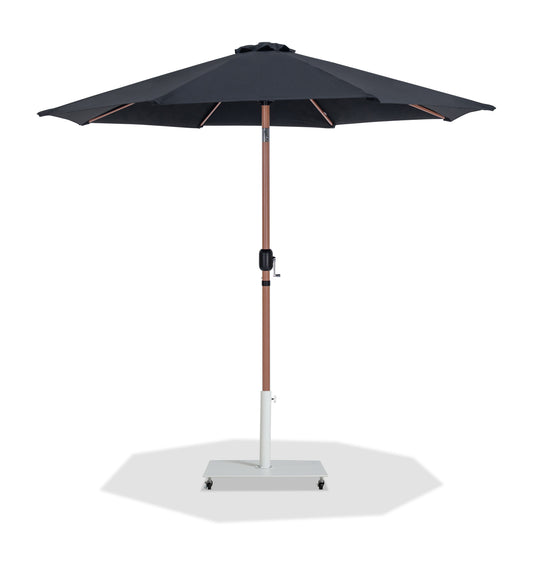 Farrah Black Fabric / Matte White Aluminum Patio Umbrella with Base Sets