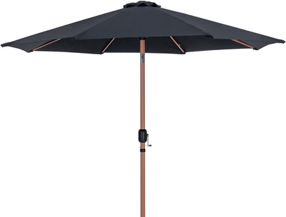 Farrah Black Fabric / Matte White Aluminum Patio Umbrella with Base Sets