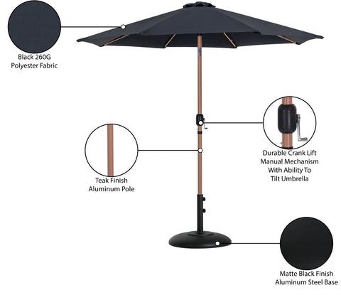 Arden Black Water Resistant Fabric And Aluminum Patio Umbrella with Base Set (Style 4)