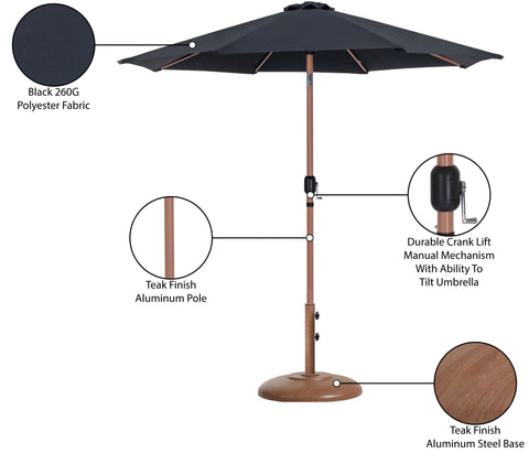 Arden Black Water Resistant Fabric And Aluminum Patio Umbrella with Base Set (Style 5)
