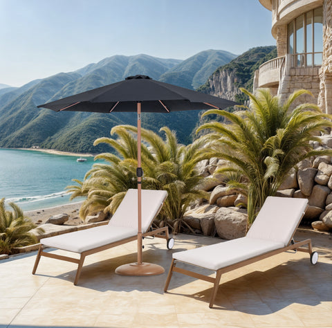 Arden Black Water Resistant Fabric And Aluminum Patio Umbrella with Base Set (Style 5)