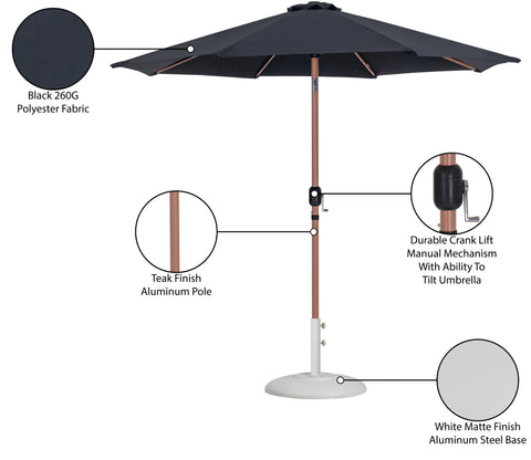 Arden Black Water Resistant Fabric And Aluminum Patio Umbrella with Base Set (Style 6)