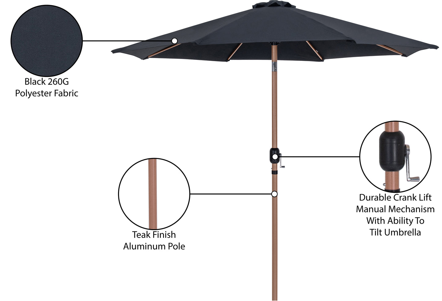 farrah black fabric patio umbrellas