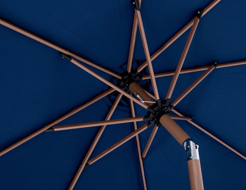 Arden Navy Water Resistant Fabric And Aluminum Patio Umbrella with Base Set