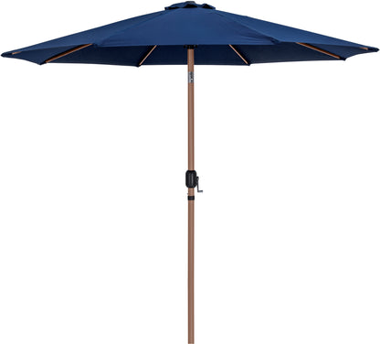 Farrah Navy Fabric / Matte White Aluminum Patio Umbrella with Base Sets