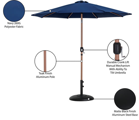 Arden Navy Water Resistant Fabric And Aluminum Patio Umbrella with Base Set (Style 4)