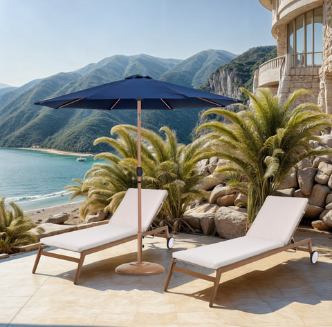 Arden Navy Water Resistant Fabric And Aluminum Patio Umbrella with Base Set (Style 5)