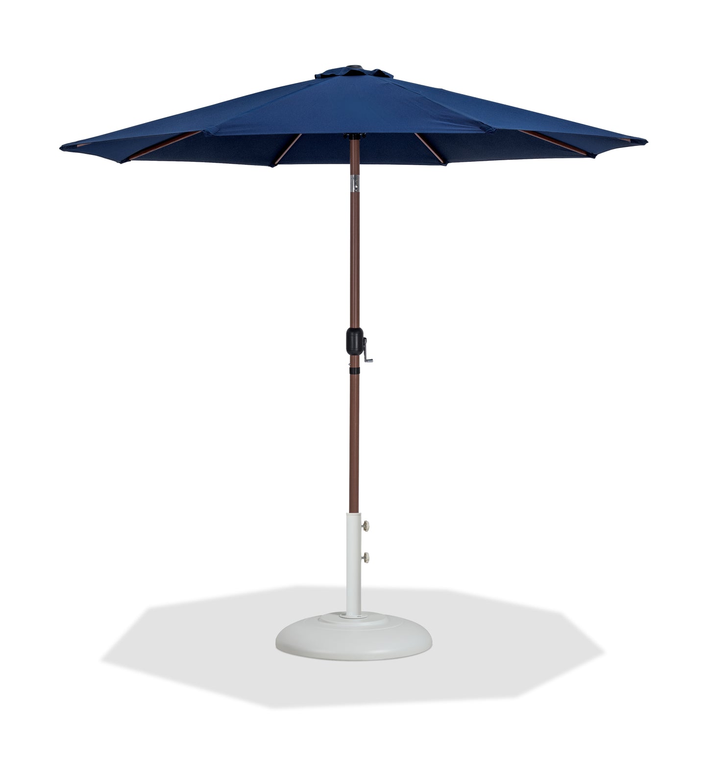 farrah navy fabric / matte white aluminum patio umbrella with base sets