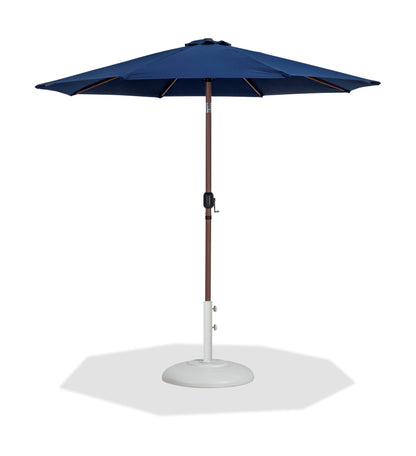 Farrah Navy Fabric / Matte White Aluminum Patio Umbrella with Base Sets