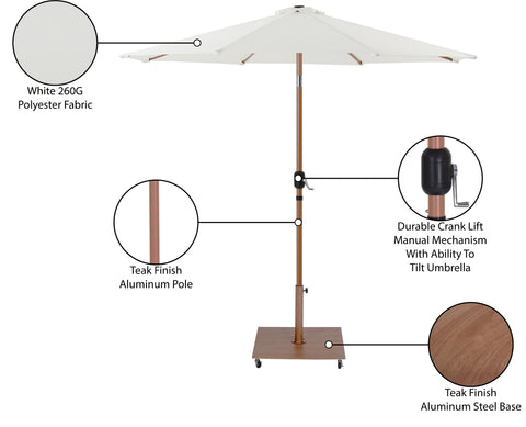 Arden White Water Resistant Fabric And Aluminum Patio Umbrella with Base Set (Style 2)