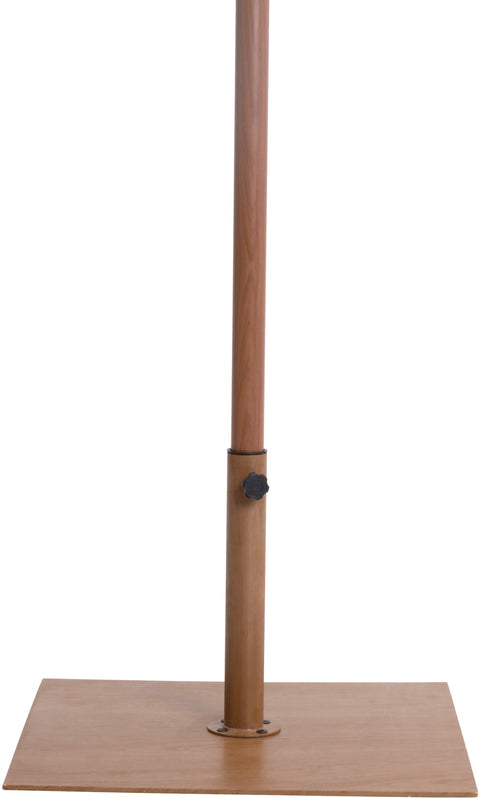 Farrah White Fabric / Teak Aluminum Patio Umbrella with Base Sets