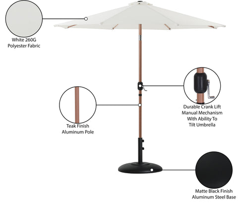 Arden White Water Resistant Fabric And Aluminum Patio Umbrella with Base Set (Style 4)