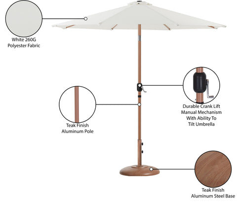 Arden White Water Resistant Fabric And Aluminum Patio Umbrella with Base Set (Style 5)