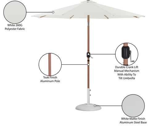Arden White Water Resistant Fabric And Aluminum Patio Umbrella with Base Set (Style 6)