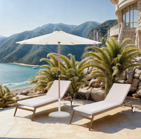 Arden White Water Resistant Fabric And Aluminum Patio Umbrella with Base Set (Style 6)