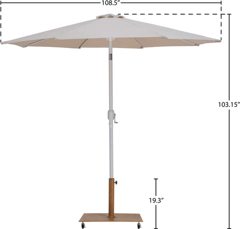 Arden Beige Water Resistant Fabric And Aluminum Patio Umbrella with Base Set (Style 8)