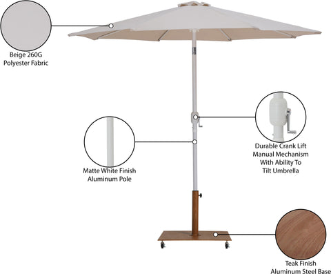 Arden Beige Water Resistant Fabric And Aluminum Patio Umbrella with Base Set (Style 8)