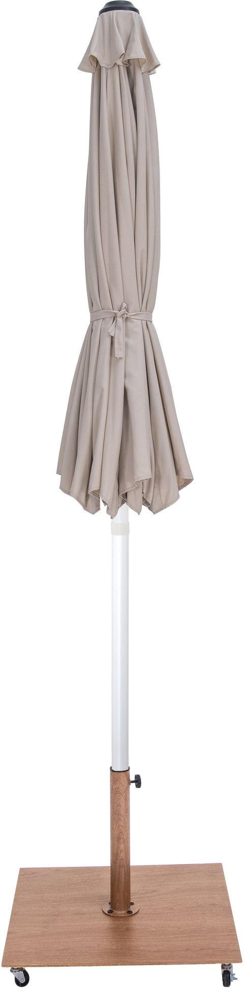 Arden Beige Water Resistant Fabric And Aluminum Patio Umbrella with Base Set (Style 8)