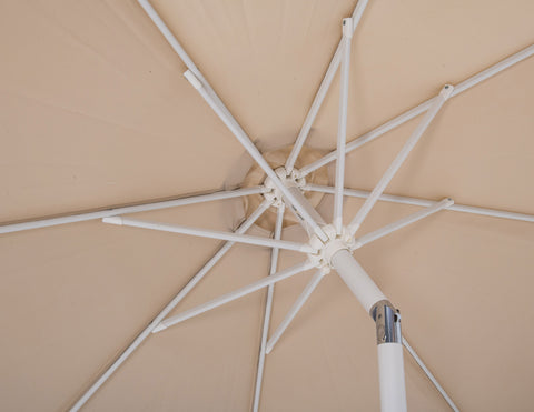 Arden Beige Water Resistant Fabric And Aluminum Patio Umbrella with Base Set (Style 8)
