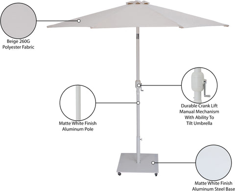 Arden Beige Water Resistant Fabric And Aluminum Patio Umbrella with Base Set (Style 9)