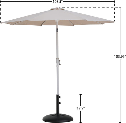 Arden Beige Water Resistant Fabric And Aluminum Patio Umbrella with Base Set (Style 10)