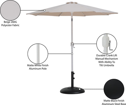Arden Beige Water Resistant Fabric And Aluminum Patio Umbrella with Base Set (Style 10)