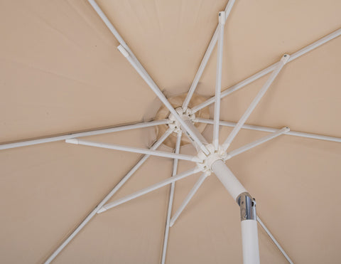 Arden Beige Water Resistant Fabric And Aluminum Patio Umbrella with Base Set (Style 10)