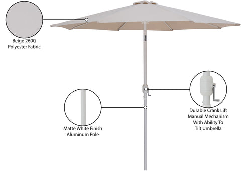 Arden Beige Water Resistant Fabric And Aluminum Patio Umbrella, 1 Piece (Style 2)