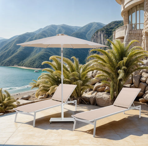 Arden Beige Water Resistant Fabric And Aluminum Patio Umbrella, 1 Piece (Style 2)