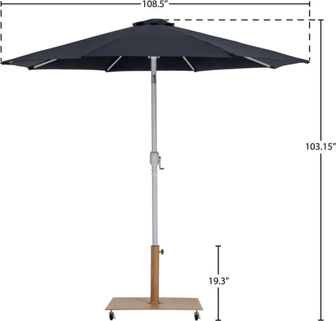 Arden Black Water Resistant Fabric And Aluminum Patio Umbrella with Base Set (Style 8)