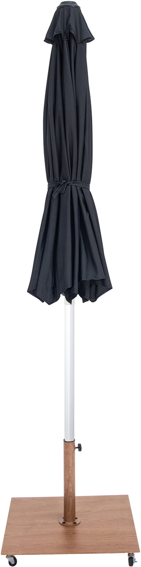 Arden Black Water Resistant Fabric And Aluminum Patio Umbrella with Base Set (Style 8)