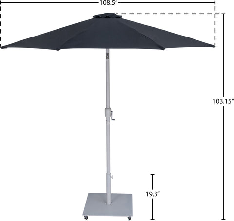 Arden Black Water Resistant Fabric And Aluminum Patio Umbrella with Base Set (Style 9)