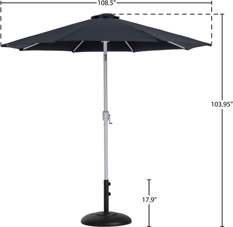 Arden Black Water Resistant Fabric And Aluminum Patio Umbrella with Base Set (Style 10)