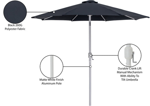 Arden Black Water Resistant Fabric And Aluminum Patio Umbrella, 1 Piece (Style 2)