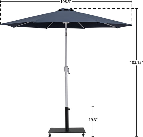 Arden Grey Water Resistant Fabric And Aluminum Patio Umbrella with Base Set