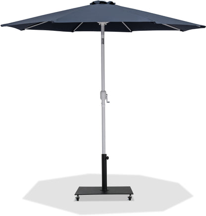 Farrah Grey Fabric / Matte Black Aluminum Patio Umbrella with Base Sets