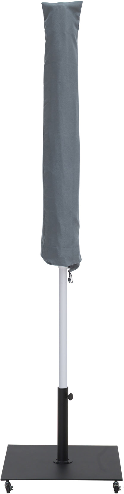 Farrah Grey Fabric / Matte Black Aluminum Patio Umbrella with Base Sets