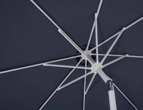 Arden Grey Water Resistant Fabric And Aluminum Patio Umbrella with Base Set