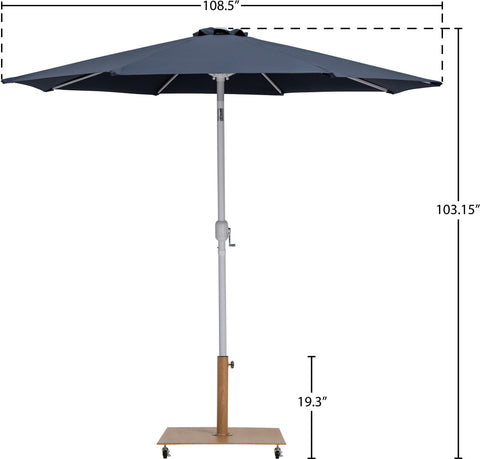 Arden Grey Water Resistant Fabric And Aluminum Patio Umbrella with Base Set (Style 2)