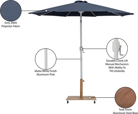 Arden Grey Water Resistant Fabric And Aluminum Patio Umbrella with Base Set (Style 2)