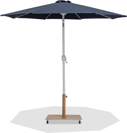 Farrah Grey Fabric / Teak Aluminum Patio Umbrella with Base Sets