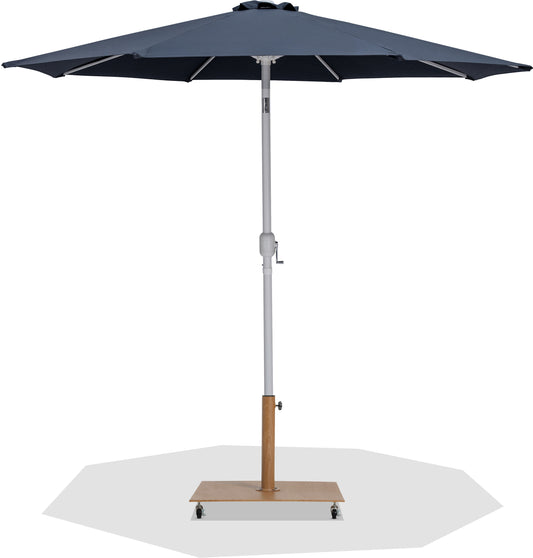 Farrah Grey Fabric / Teak Aluminum Patio Umbrella with Base Sets