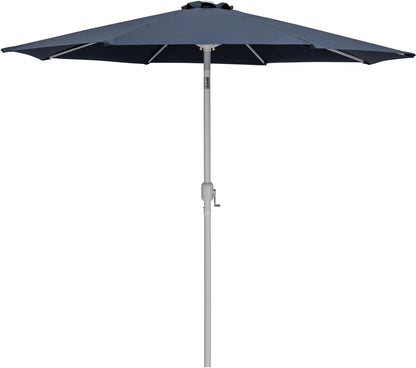 Farrah Grey Fabric / Teak Aluminum Patio Umbrella with Base Sets