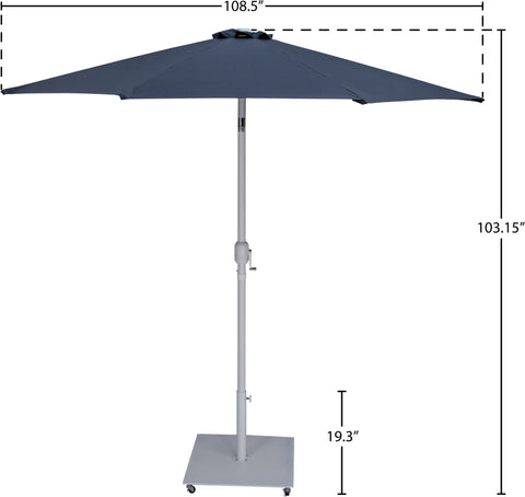 Arden Grey Water Resistant Fabric And Aluminum Patio Umbrella with Base Set (Style 3)