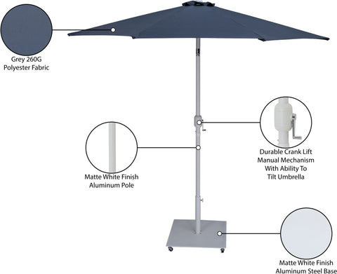 Arden Grey Water Resistant Fabric And Aluminum Patio Umbrella with Base Set (Style 3)