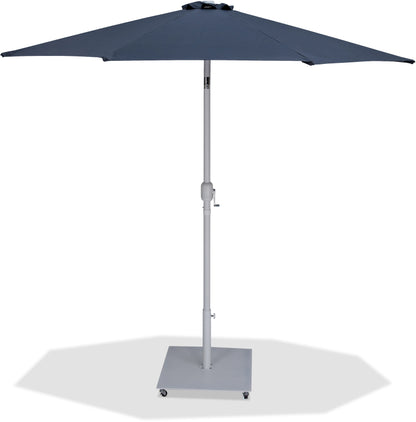 Farrah Grey Fabric / Matte White Aluminum Patio Umbrella with Base Sets